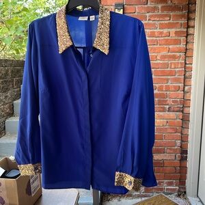 Cato Blue and Gold blouse size 22/24